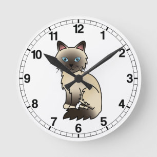 Siegel Point Birman / Ragdoll Cat Runde Wanduhr