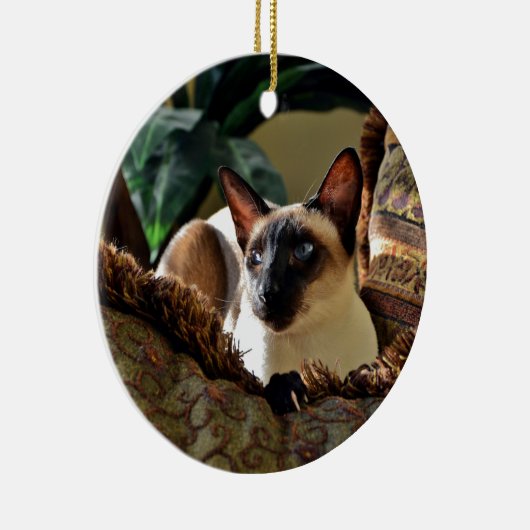 Siegel Point Siamese Cat on Comfy Pillow Keramik Ornament (Rechts)