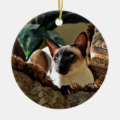 Siegel Point Siamese Cat on Comfy Pillow Keramik Ornament (Vorne)