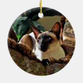 Siegel Point Siamese Cat on Comfy Pillow Keramik Ornament (Hinten)