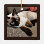 Siegel Point Siamese Digitales Portrait Keramikornament (Rückseite)