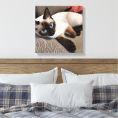 Siegel Point Siamese Digitales Portrait Leinwanddruck (Insitu (Schlafzimmer))