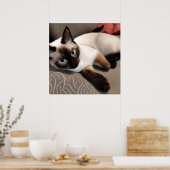 Siegel Point Siamese Digitales Portrait Poster (Küche)