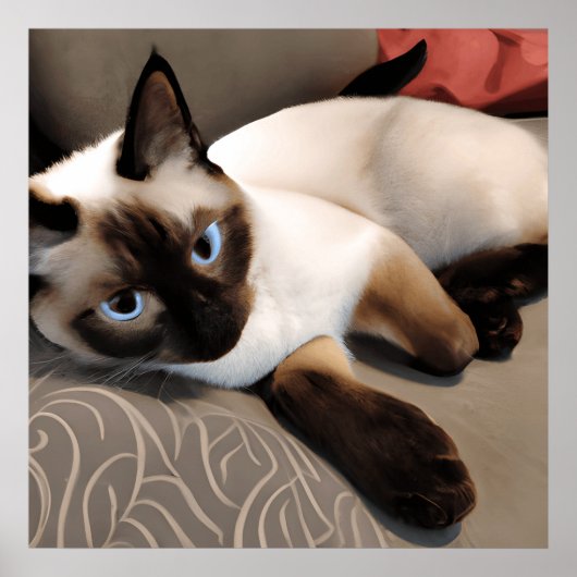 Siegel Point Siamese Digitales Portrait Poster (Vorne)