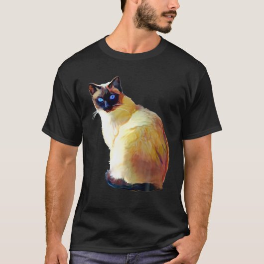 Siegel Point Siamese Katzenölmalerei T-Shirt (Vorderseite)