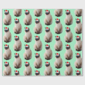 Siegel Point Siamese mit Weihnachtsmannmütze Geschenkpapier (Flach)