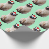 Siegel Point Siamese mit Weihnachtsmannmütze Geschenkpapier (Ecke)