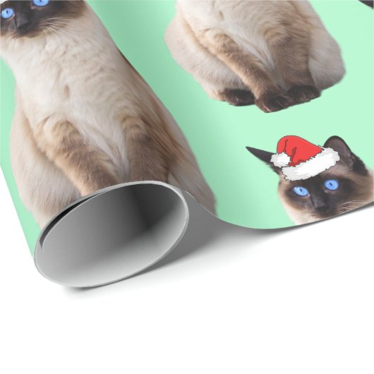 Siegel Point Siamese mit Weihnachtsmannmütze Geschenkpapier (Rolleneckpunkt)