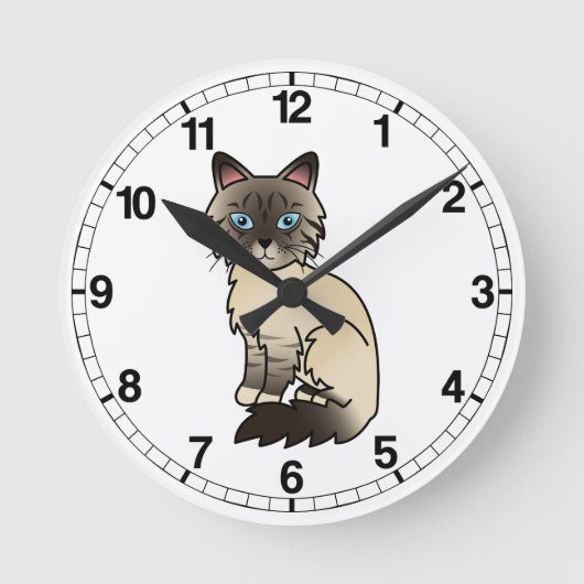 Siegel Point Tabby Birman / Ragdoll Cat Runde Wanduhr (Vorderseite)