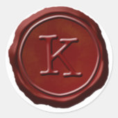 Siegel Red Monogram K Initial Runder Aufkleber (Vorderseite)