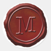 Siegel Red Monogram M Initial Runder Aufkleber (Vorderseite)