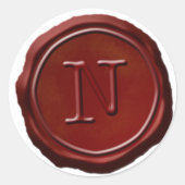Siegel Red Monogram N Initial Runder Aufkleber (Vorderseite)