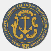 Siegel Rhode Island Runder Aufkleber (Vorderseite)