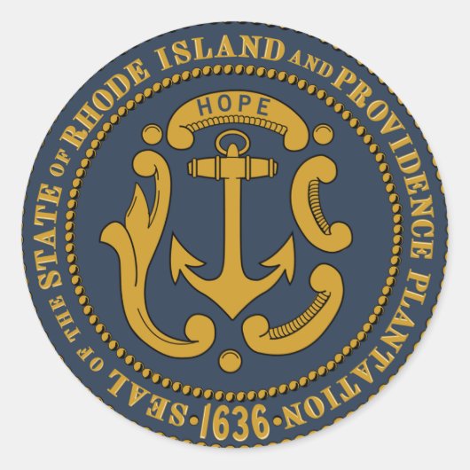 Siegel Rhode Island Runder Aufkleber (Vorderseite)
