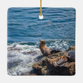 Siegel Rock am Strand von La Jolla in San Diego Keramikornament (Rückseite)