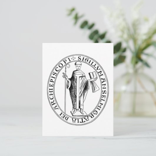 Siegel Saint Anselm von Canterbury Postkarte (Stehend Vorderseite)