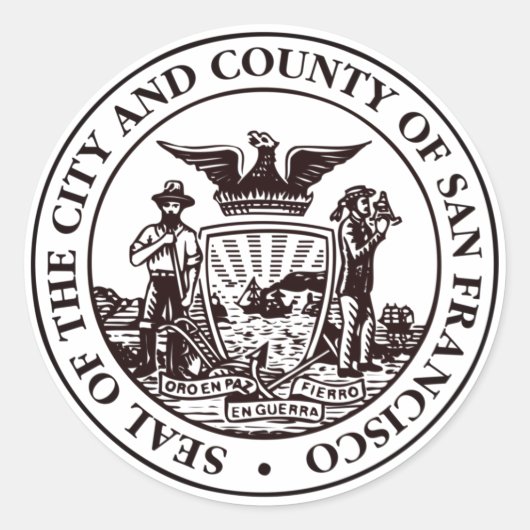 Siegel San Francisco, CA Runder Aufkleber (Vorderseite)