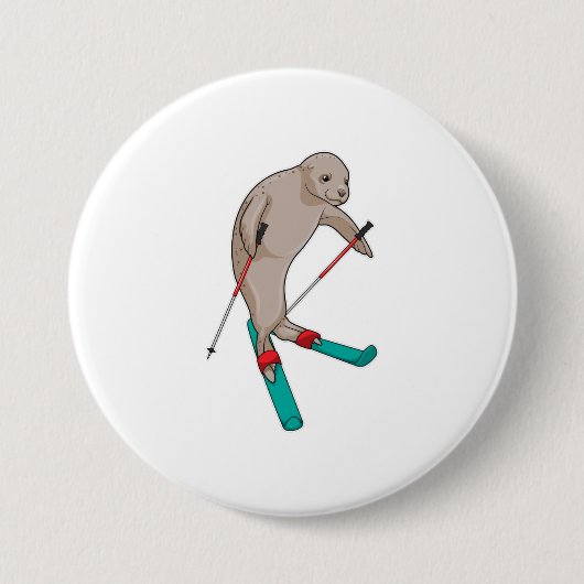 Siegel Skier Ski Button (Vorderseite)