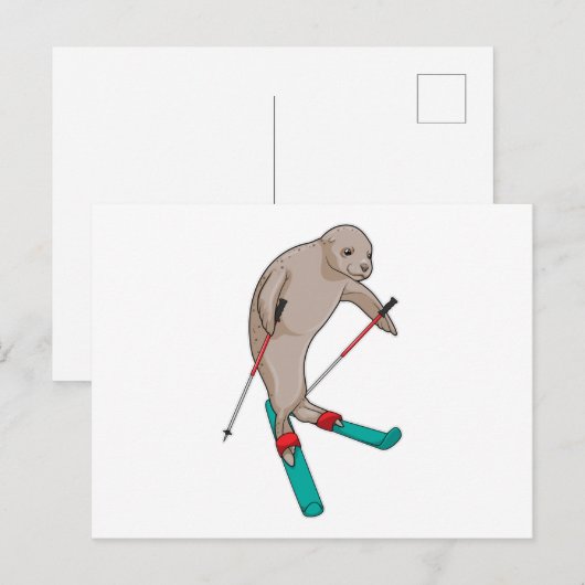 Siegel Skier Ski Postkarte (Vorne/Hinten)
