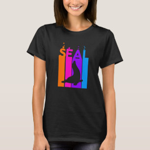 Siegel-Tier-Regenbogenblase mit Silhouette T-Shirt