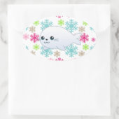 Siegel- und Farbschneeflocken Ovaler Aufkleber (Tasche)