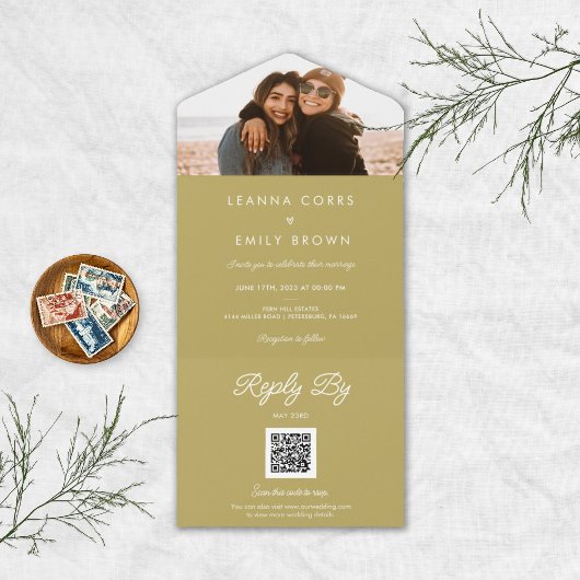 Siegel und Senden von inklusiven Minimalistischen All In One Einladung