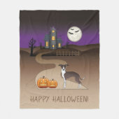 Siegel und Weiß Iggy und Halloween Spuk Haus Fleecedecke (Vorderseite)
