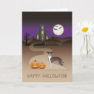 Siegel und Weiß Iggy und Halloween Spuk Haus Karte