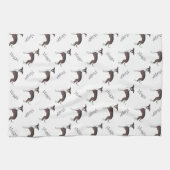 Siegel und Weiß-Windhund-Muster und Name Geschirrtuch (Horizontal)