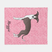 Siegel und weiße Grauhunde auf rosa Herzen Fleecedecke (Vorderseite (Horizontal))