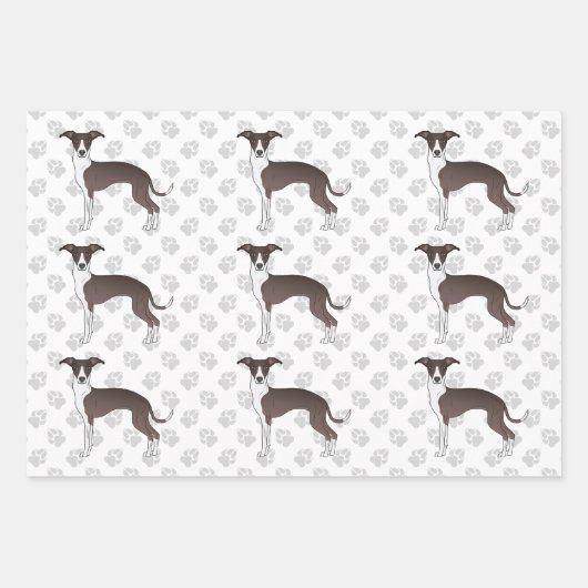 Siegel und weiße italienische Grauhunde Hunde mit Geschenkpapier Set (Vorderseite 3)