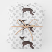 Siegel und weiße italienische Grauhunde Hunde mit Geschenkpapier Set (Beispiel)