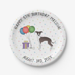Siegel und Weißer Grauhund Hund zum Geburtstag Pappteller