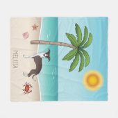 Siegel und Weißer Iggy Hund im tropischen Sommer B Fleecedecke (Vorderseite (Horizontal))