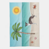 Siegel und Weißer Iggy Hund im tropischen Sommer B Geschirrtuch (Vertikal)