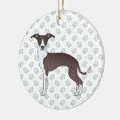 Siegel und weißer italienischer Grauhund mit Paws Keramik Ornament (Links)