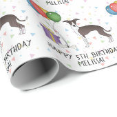 Siegel und Weißer Italienischer Windhund - Happy B Geschenkpapier (Rolleneckpunkt)