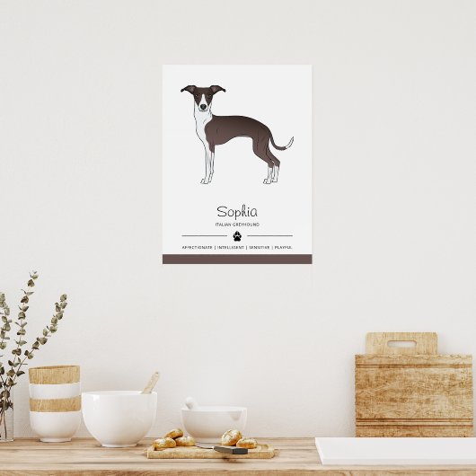 Siegel und Weißer Italienischer Windhund mit benut Poster (Küche)