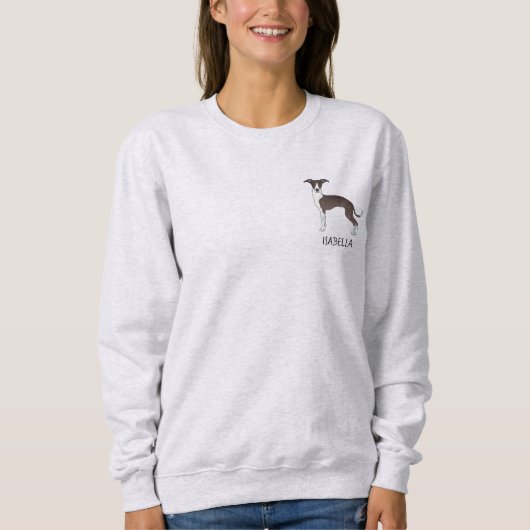 Siegel und Weißer Italienischer Windhund mit benut Sweatshirt (Vorderseite)