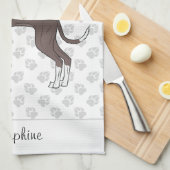 Siegel und weißer italienischer Windhund mit Indiv Geschirrtuch (Viertel Falte)