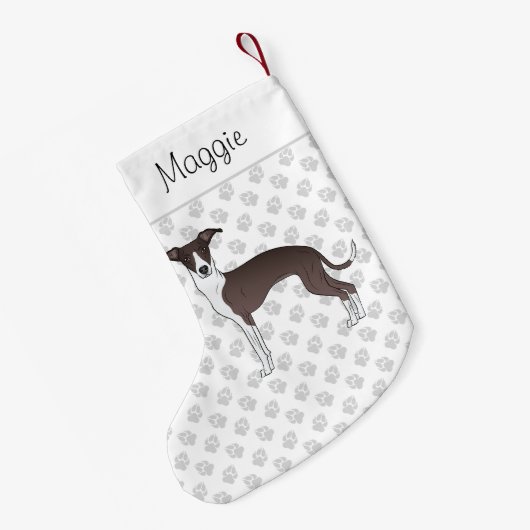 Siegel und weißer italienischer Windhund mit Indiv Kleiner Weihnachtsstrumpf (Rückseite (Hängend))