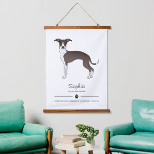 Siegel und weißer italienischer Windhund mit indiv Wandteppich Mit Holzrahmen