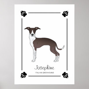 Siegel und weißer italienischer Windhund mit Pfote Poster