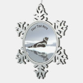 Siegel von Band auf Eis Schneeflocken Zinn-Ornament (Rechts)