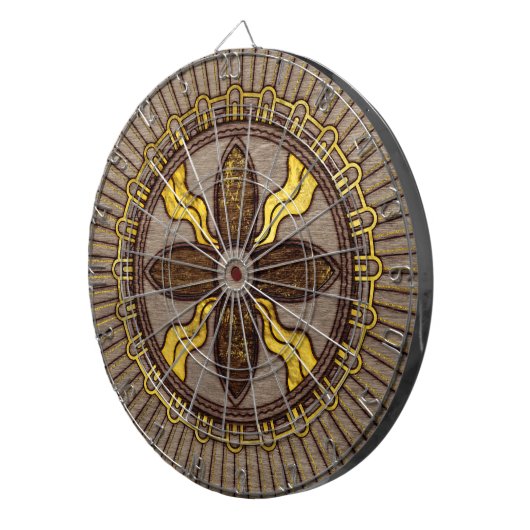 Siegel von Shamash - Holz brannte mit Goldakzenten Dartscheibe (Vorderseite rechts)