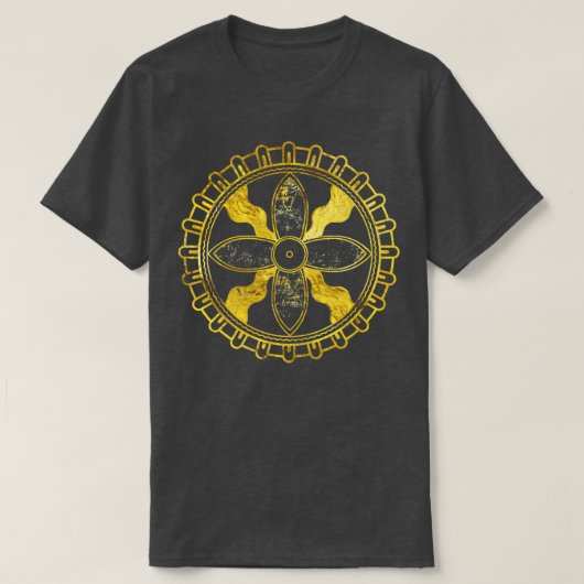 Siegel von Shamash Wood verbrannt mit goldenen Akz T-Shirt (Design vorne)
