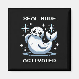Siegelmodus Aktiviert Pixel Art Siegel Retro Gamer Magnet