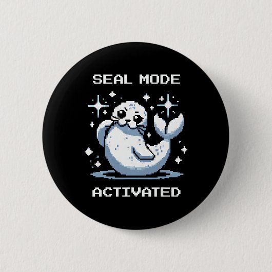 Siegelmodus Aktiviert Pixelkunst-Siegel Retro-Game Button (Vorderseite)