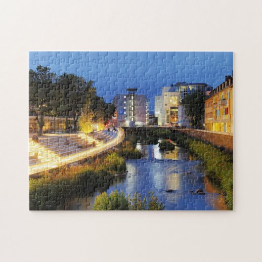 Siegen Siegufer zur blauen Stunde Puzzle (Horizontal)