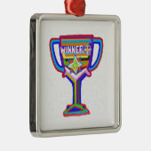 Sieger-Herz: Vintage Trophäe 3 Silbernes Ornament (Rechts)